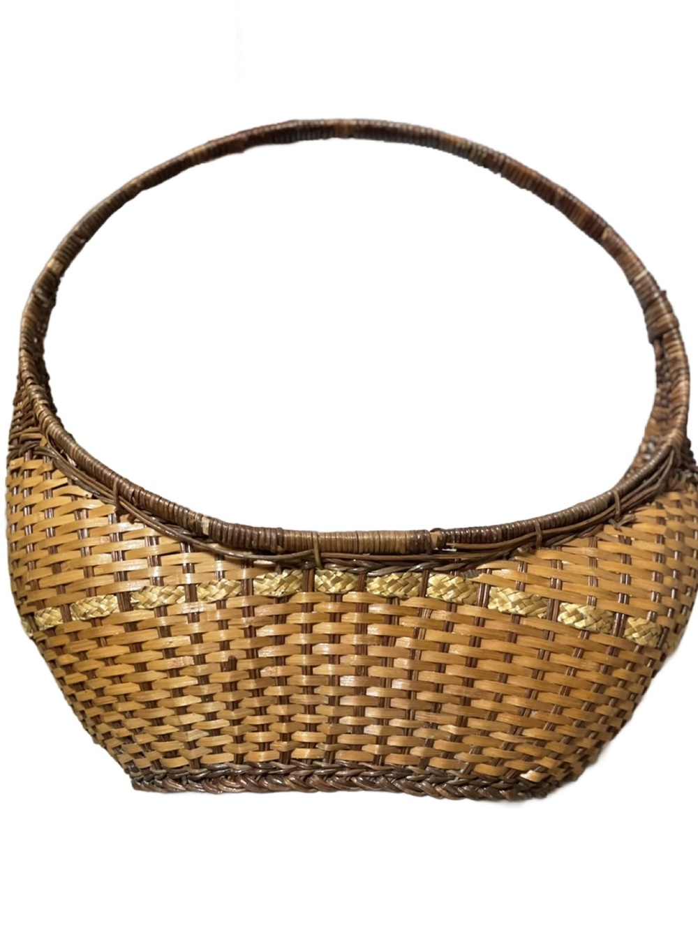 Handwoven Brown Wicker Basket Tote